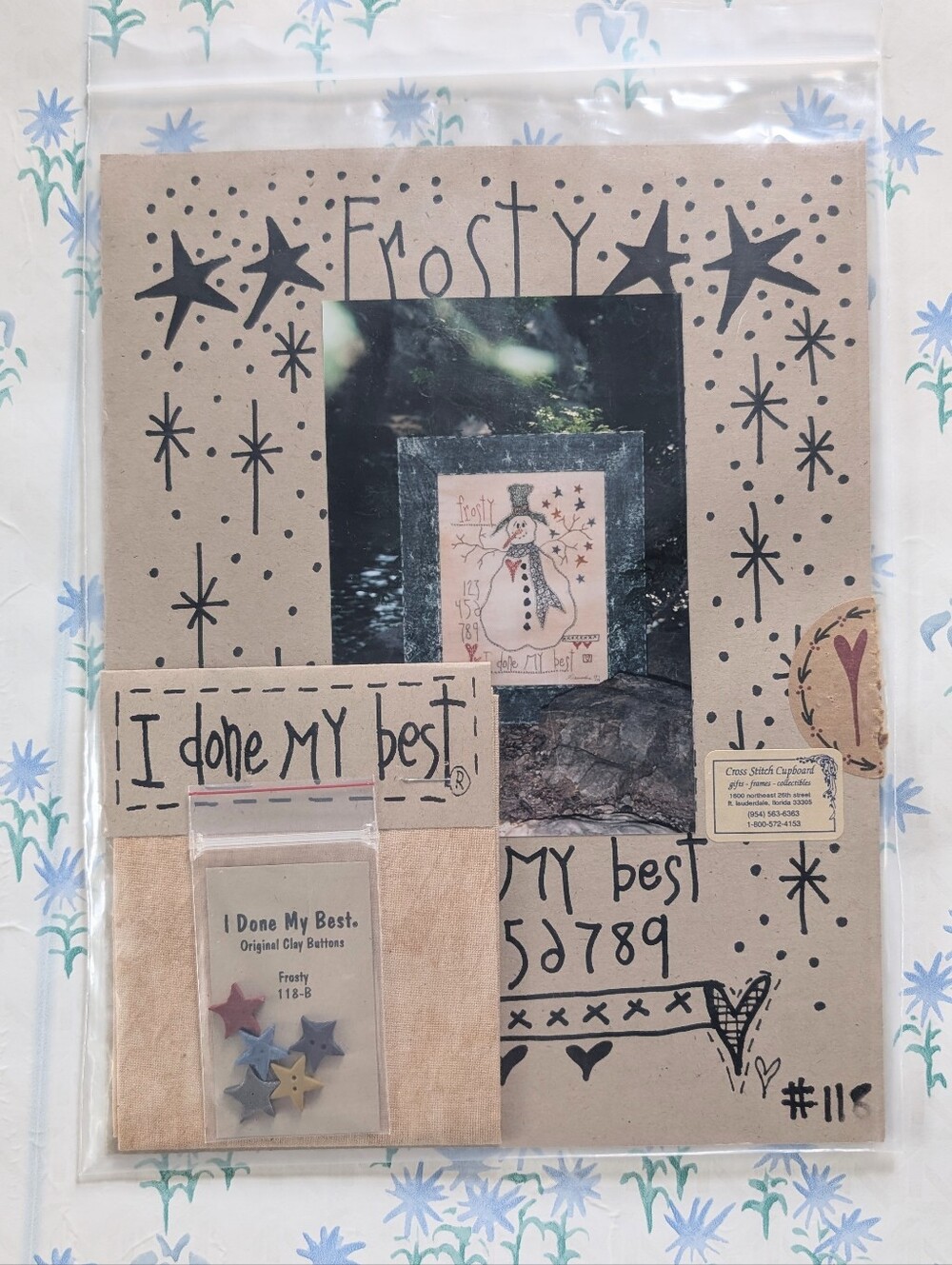 I Done My Best Saundra White Frosty Sampler Kit NEW Embroidery Primitive Muslin